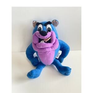 2011 Rinco Blue Bull Dog Tongue Sticking Out Plush Stuffed Animal